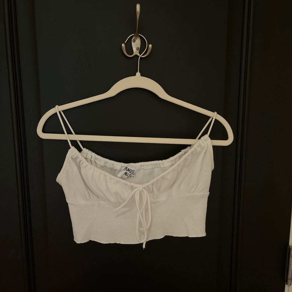 White Ribbed Crop Top